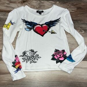 *Tattoo Icon Multi-Color Long Sleeve Tee* flowers by zoe size M